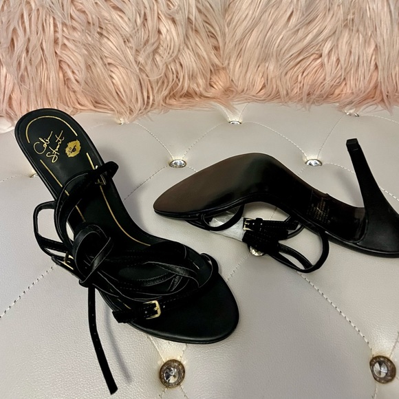NEW RARE Colin Stuart Faux Suede Ankle Wrap Black Heeled Sandals Size 11B - Picture 6 of 13